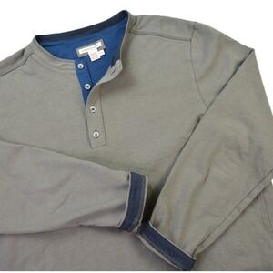 Carbon 2‎ Cobalt Mens Long Sleeve Henley Shirt Taupe Blue Size LT